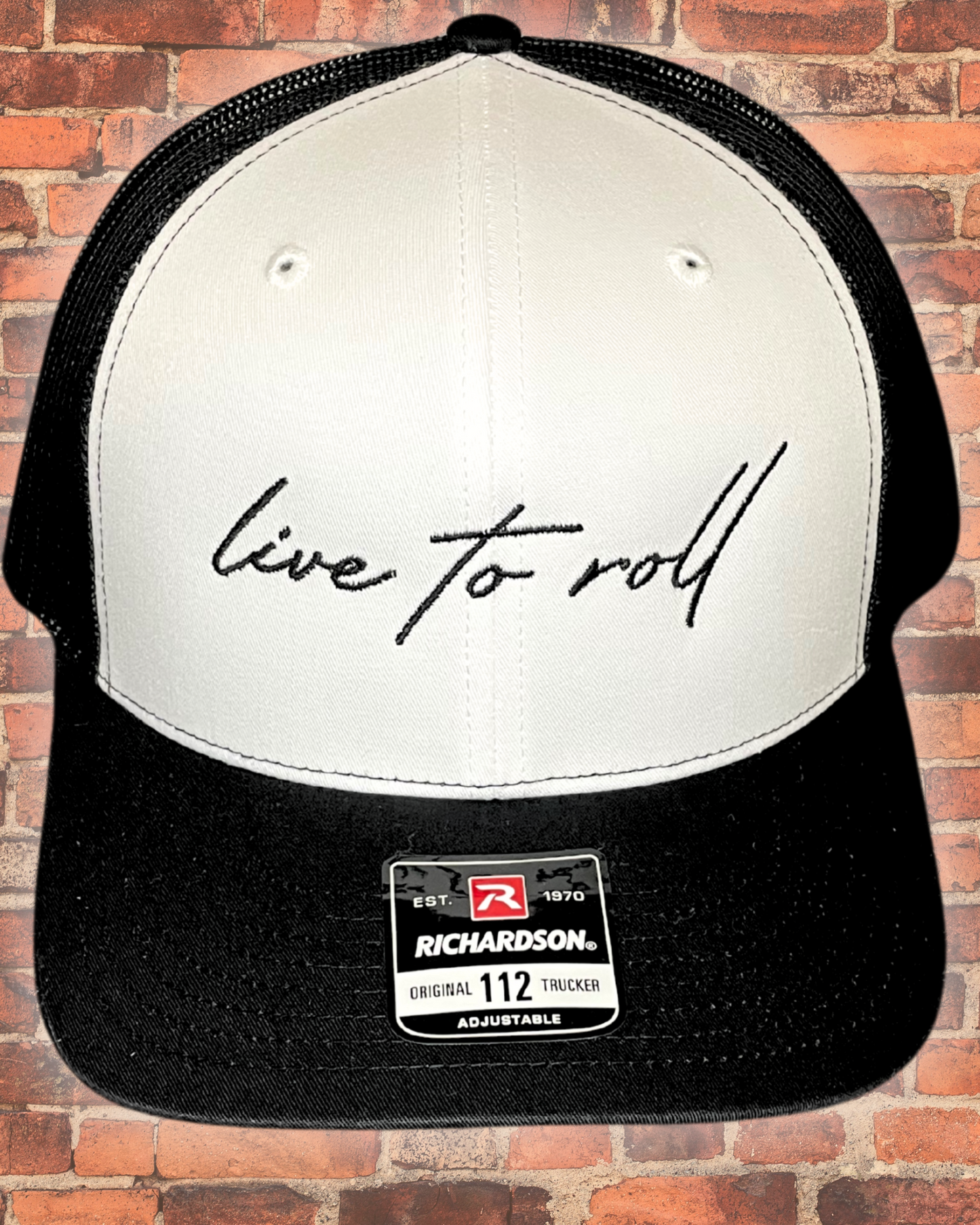 Live to Roll Snapback Trucker Cap – White/Black