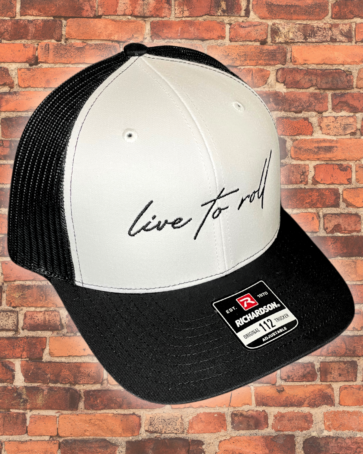 Live to Roll Snapback Trucker Cap – White/Black