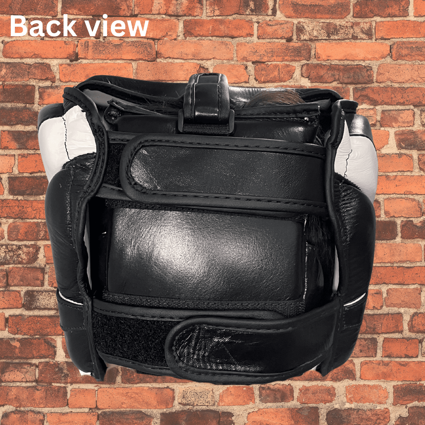 Back view of Cageside Original Defender headgear showing padded rear panel and adjustable straps