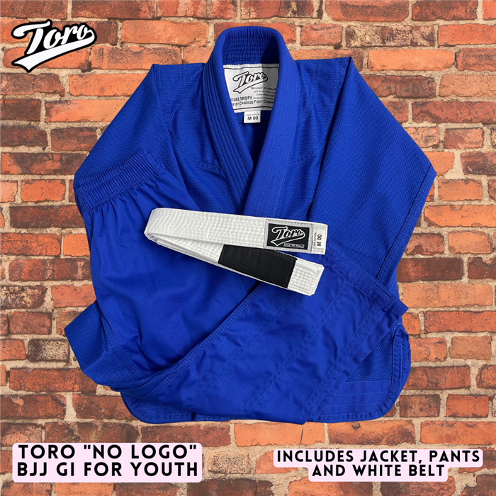 Toro No Logo Blue Jiu-Jitsu Gi For Youth | Kids Plain Blank Sizes