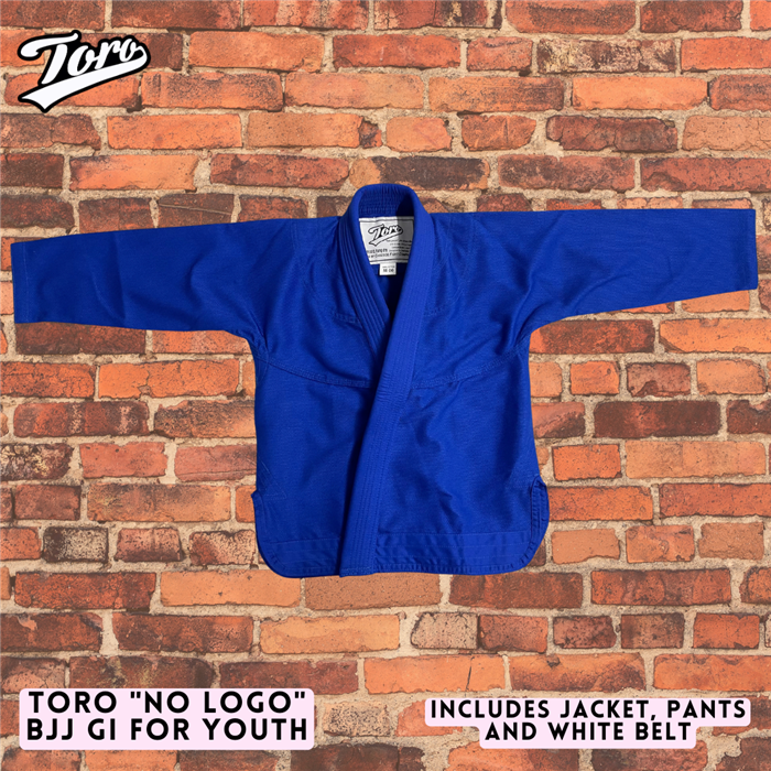 Toro No Logo Blue Jiu-Jitsu Gi For Youth | Kids Plain Blank Sizes