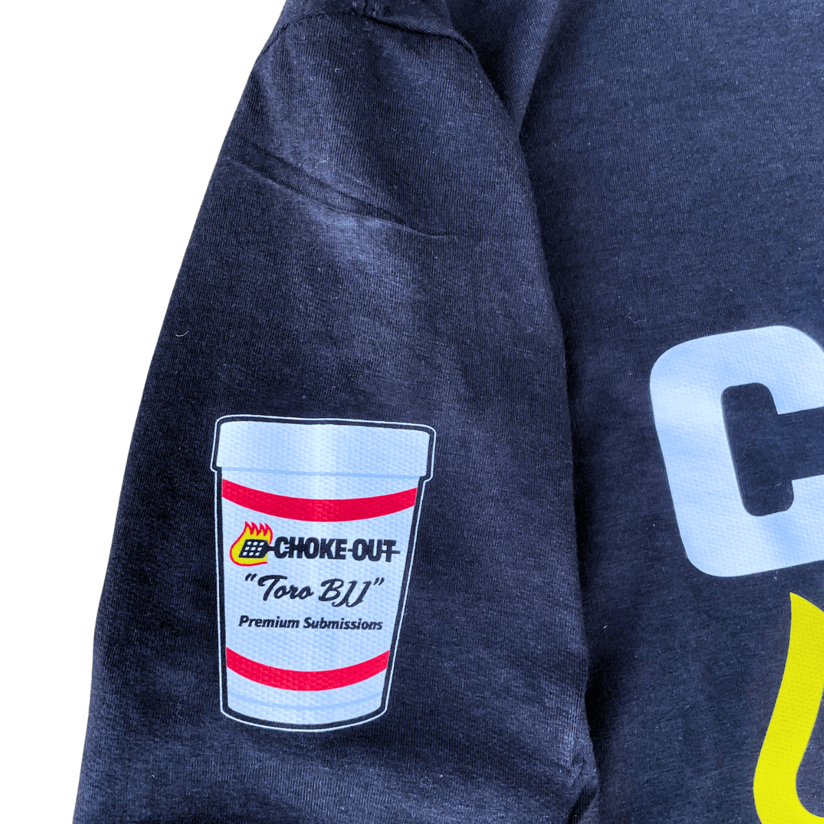Toro BJJ Choke Out T-shirt sleeve graphic detail