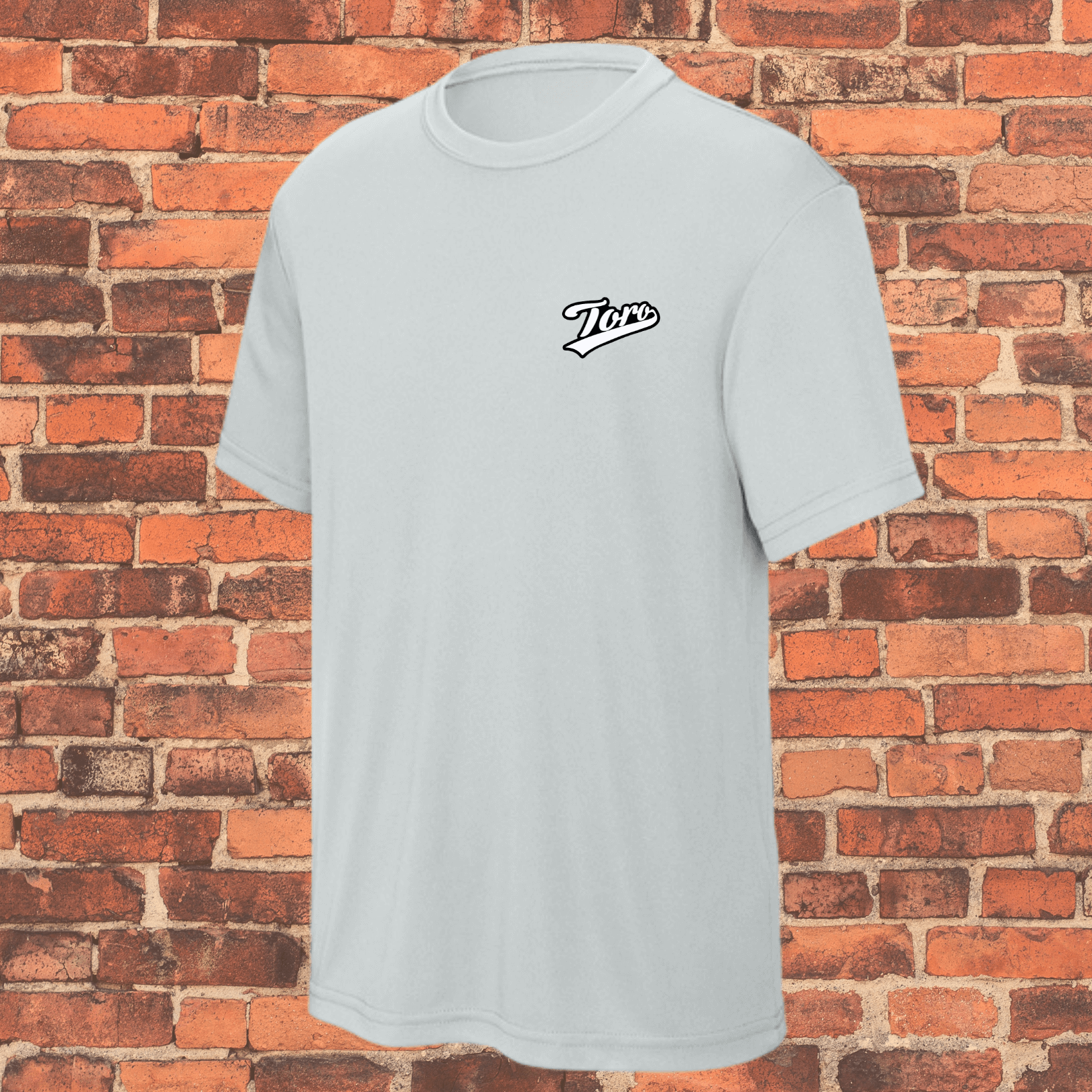 Front view of Toro youth grey BJJ rash guard in loose fit, ranked design for NoGi training and kids' jiu-jitsu sessions