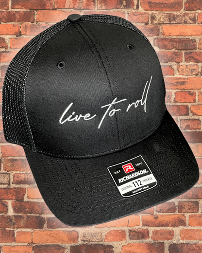 Live to Roll Snapback Trucker Cap – Black/Black