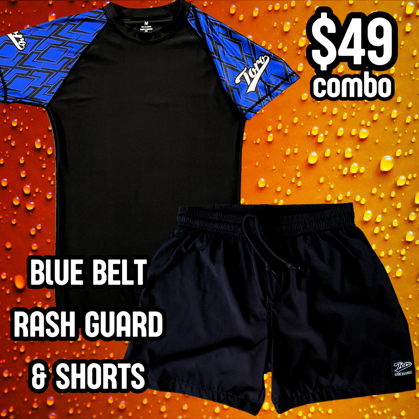 Blue Belt Short Sleeve Rash Guard & Shorts Combo