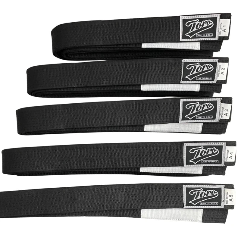 Black Belt with white bar for competing