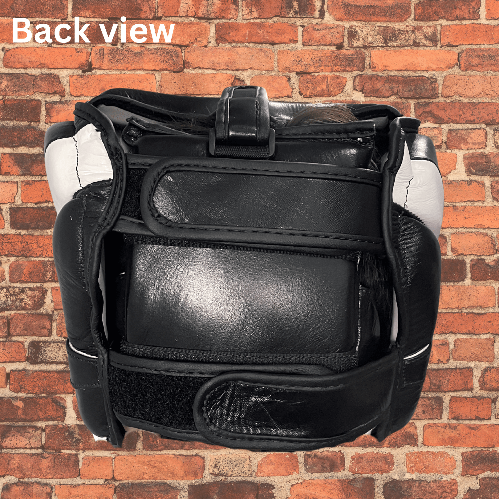 Back view of Cageside Original Defender headgear showing padded rear panel and adjustable straps