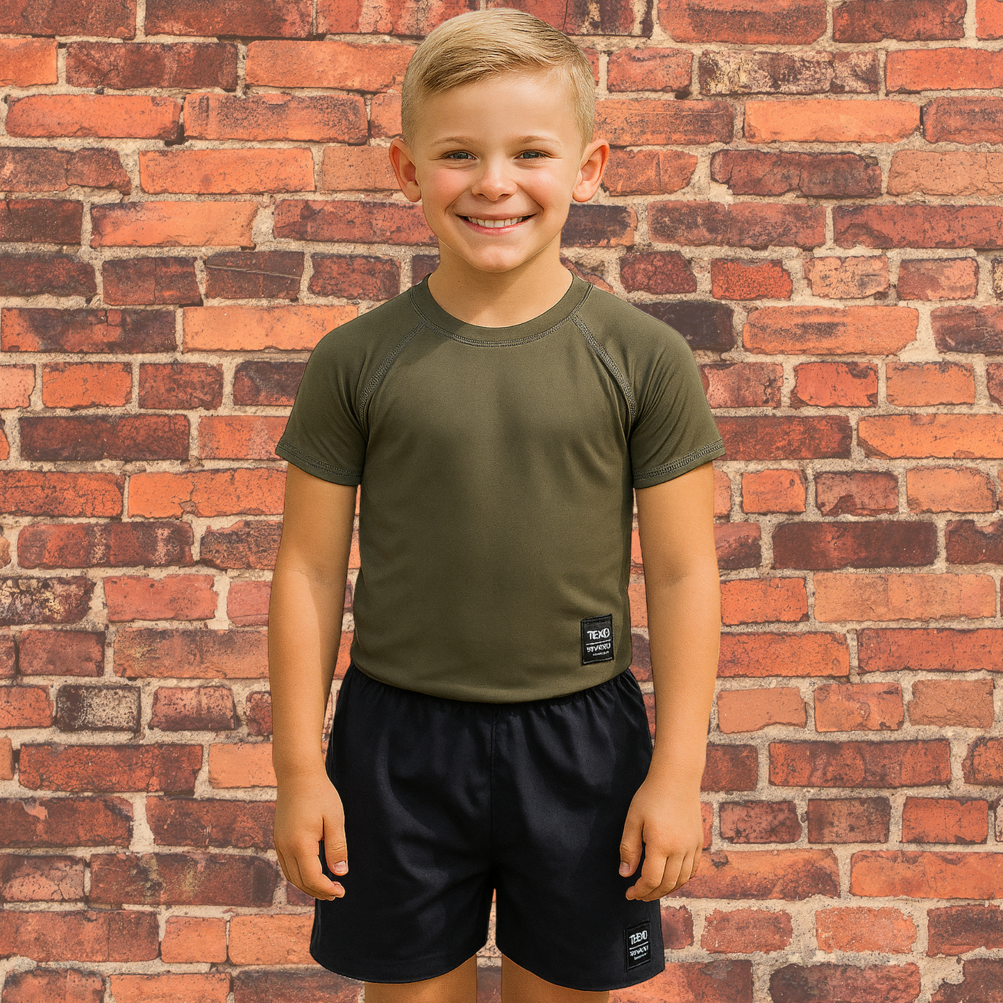 Youth Olive Drab NoGi Combo Kit | Rash Guard + Black Super Shorts