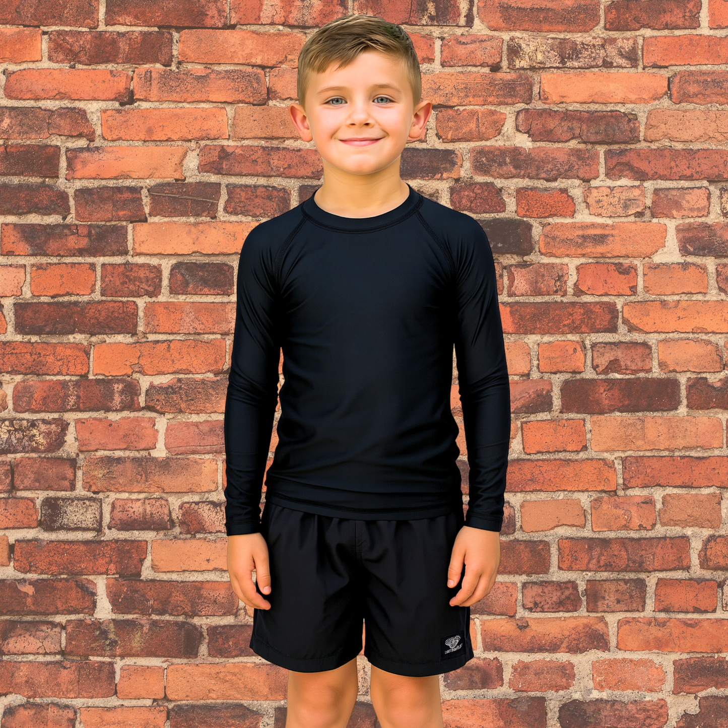 Youth Black Label No Gi Combo Kit | Long Sleeve Rash Guard + Super Shorts