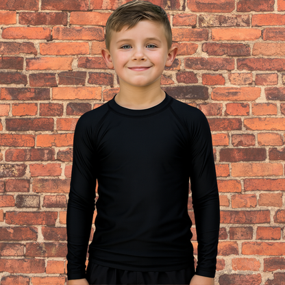 Youth Black Label No Gi Combo Kit | Long Sleeve Rash Guard + Super Shorts