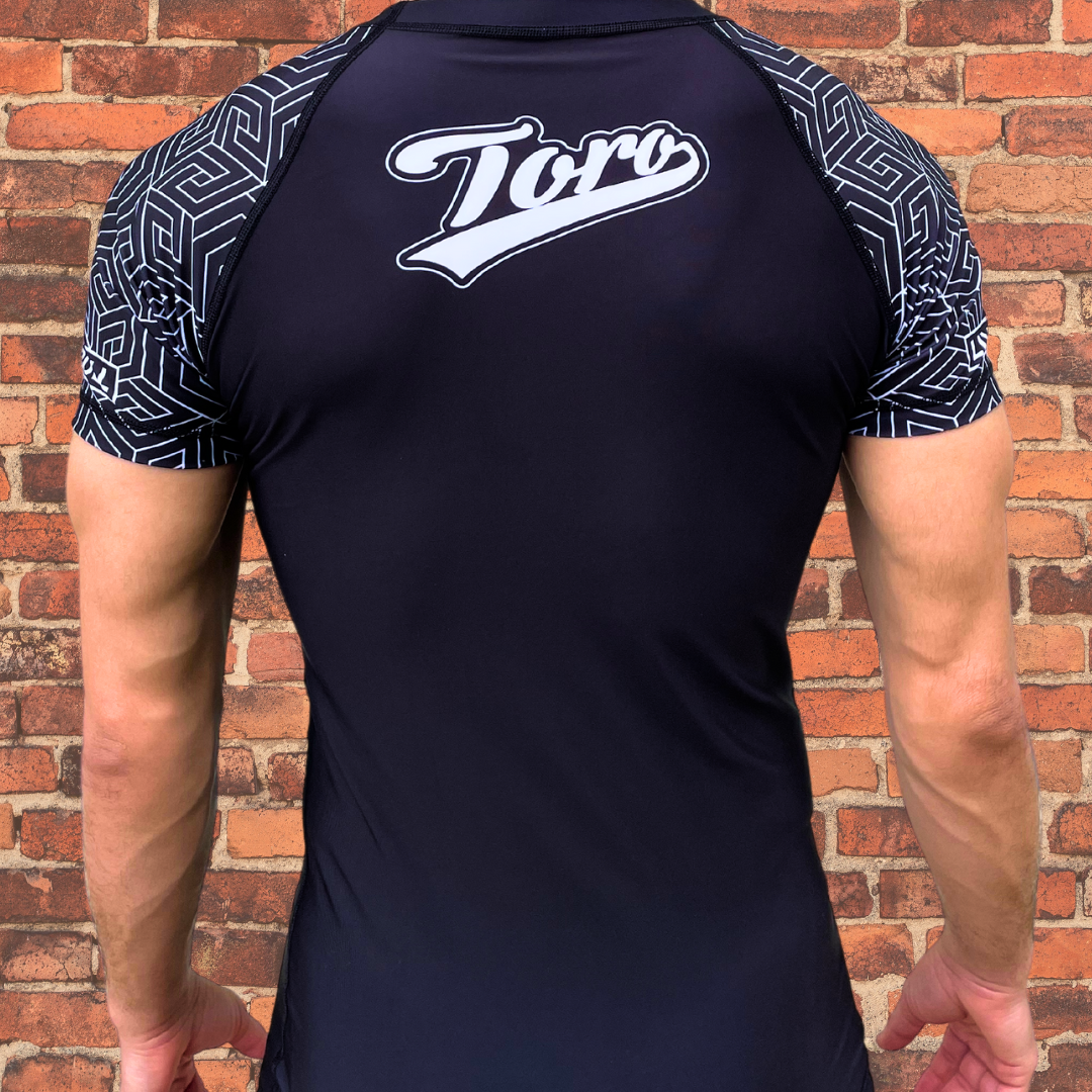 Toro BJJ Black Belt Ranked Rash Guard V. 3 | Black\White