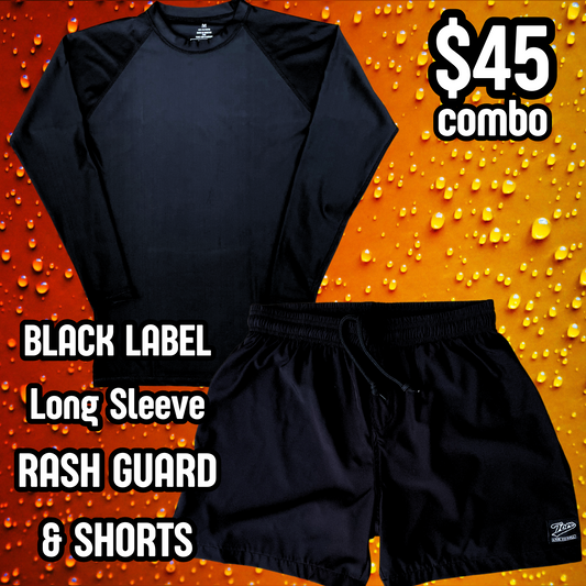 Black Label Long Sleeve Rash Guard & Shorts Combo