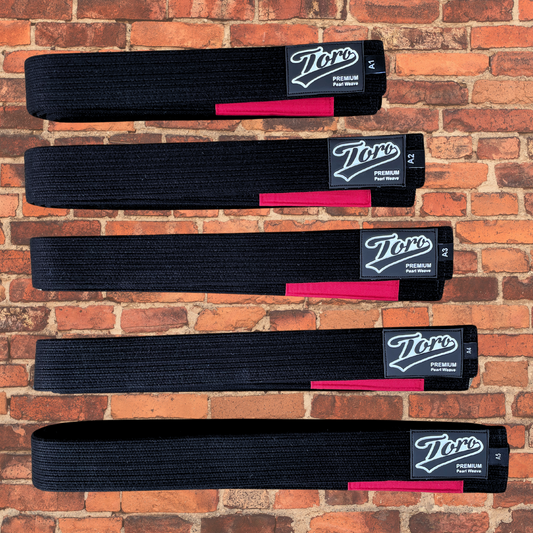 Premium Pearl Weave BJJ Belt | Black with Red Bar