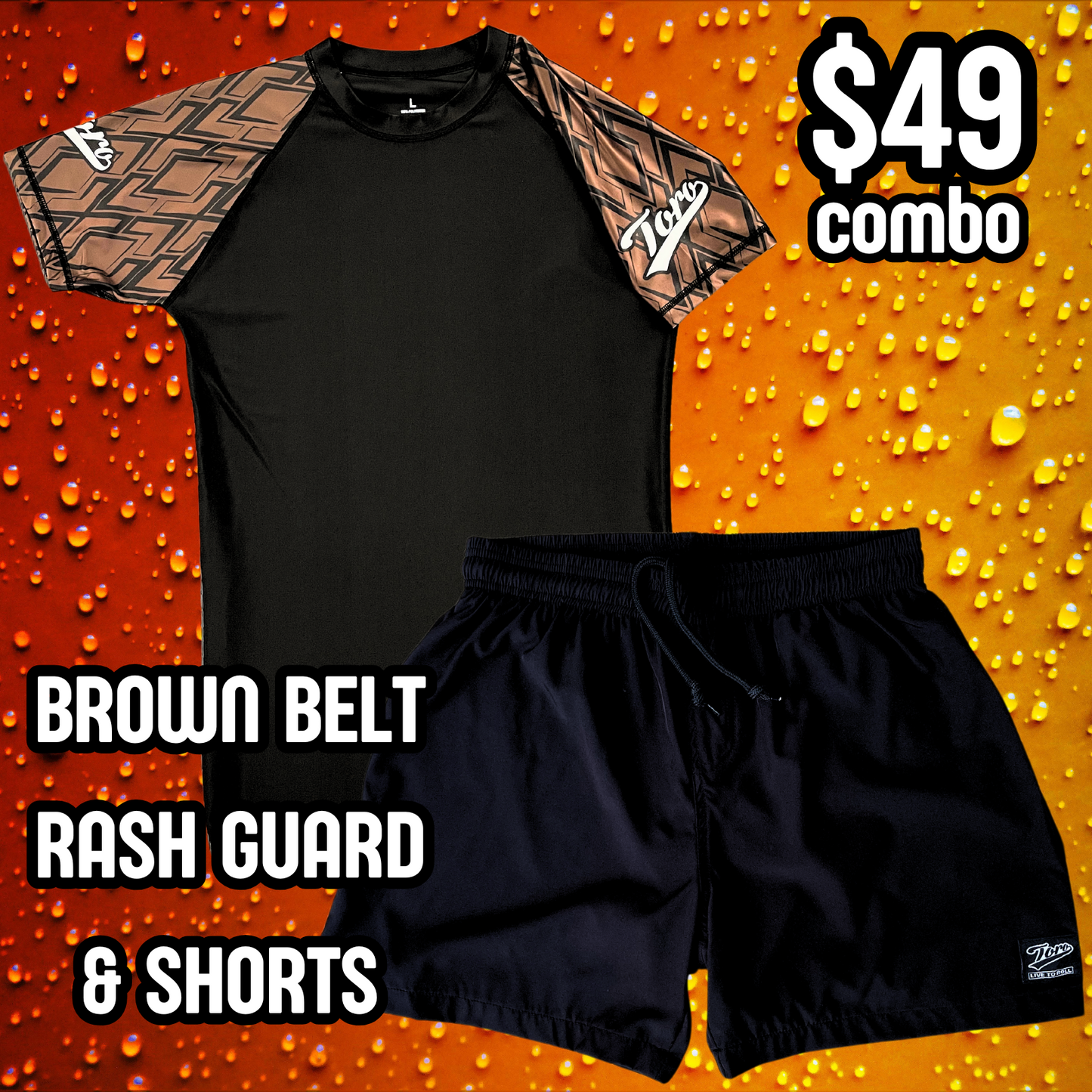 Brown Belt Short Sleeve Rash Guard & Shorts Combo