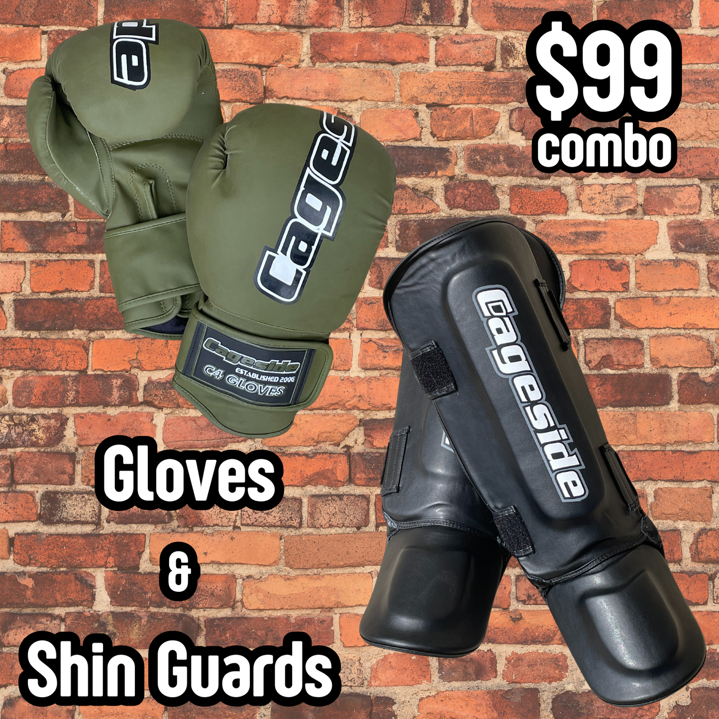 C4 Boxing Gloves & Shin Guards Combo