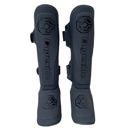 Front view of Cageside Steel Carbon Pro Spar Shin Guards