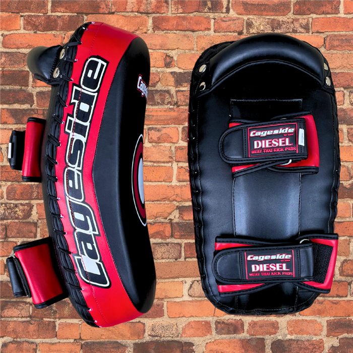 Cageside "Diesel" Pro Curved Thai Pads - Black & Red