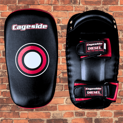 Cageside "Diesel" Pro Curved Thai Pads - Black & Red