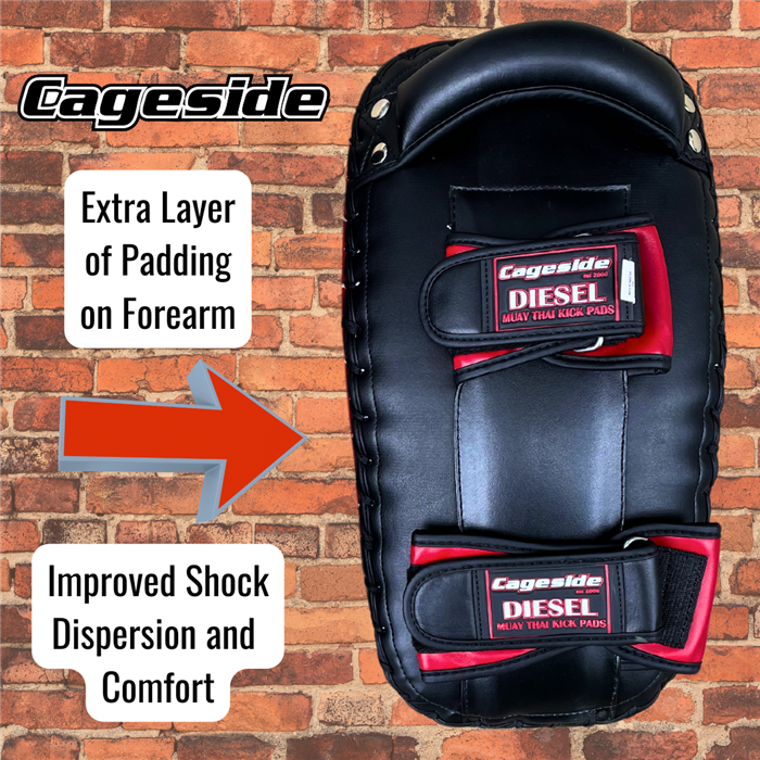 Cageside "Diesel" Pro Curved Thai Pads - Black & Red