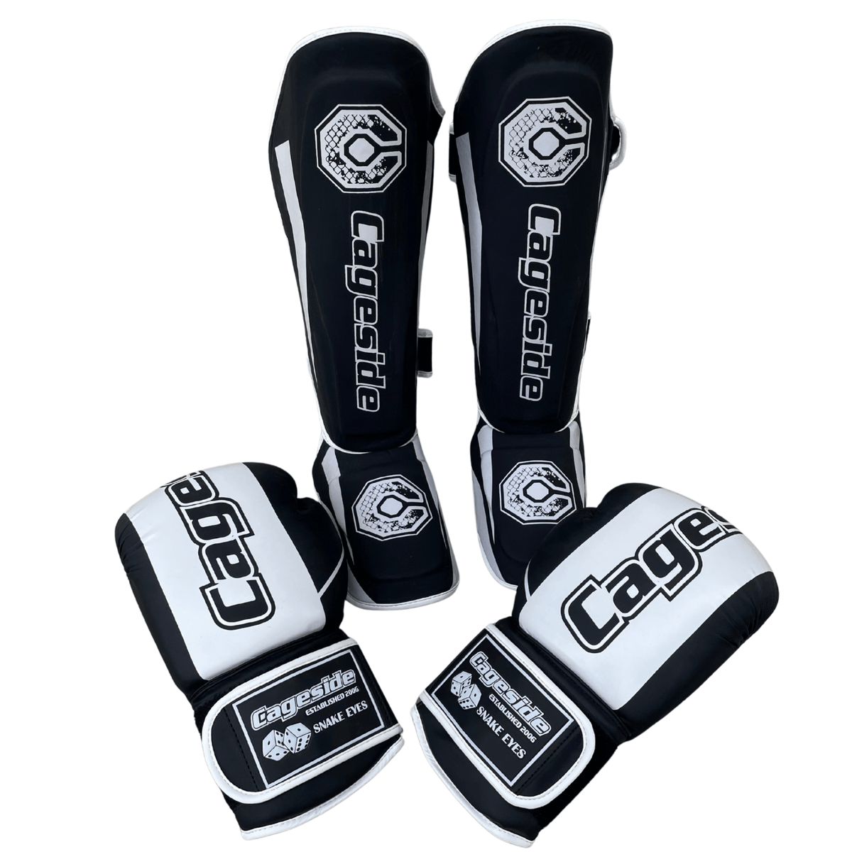 Cageside "Snake Eyes" Boxing Gloves & Shin Guard Combo