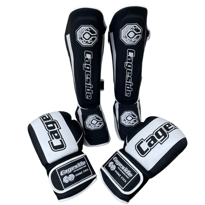 Cageside "Snake Eyes" Boxing Gloves & Shin Guard Combo