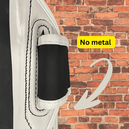 Close-up of Pro Spar shin guards mma muay thai showing no metal construction
