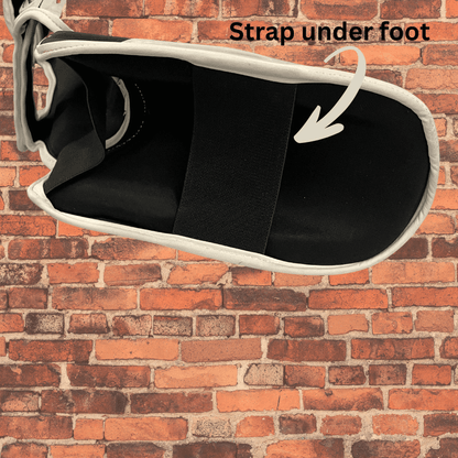 Strap under foot on Pro Spar shin guards muay thai mma for secure fit