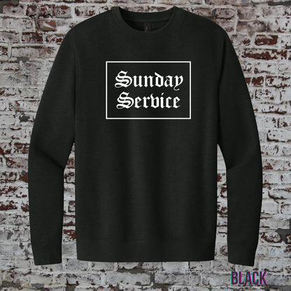 Sunday Service crewneck sweatshirt in black with front graphic print