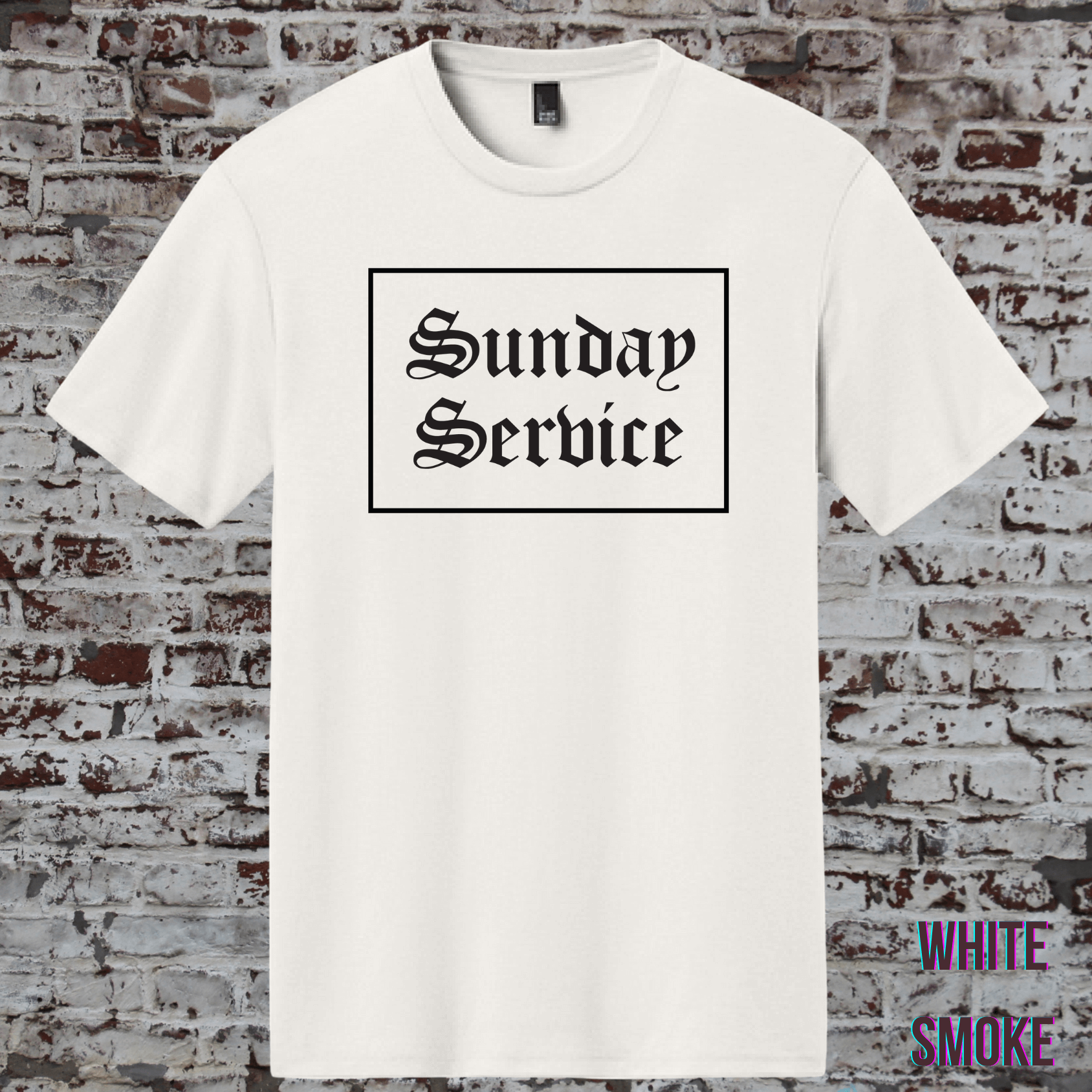 Sunday Service t shirt in white smoke color with front graphic print