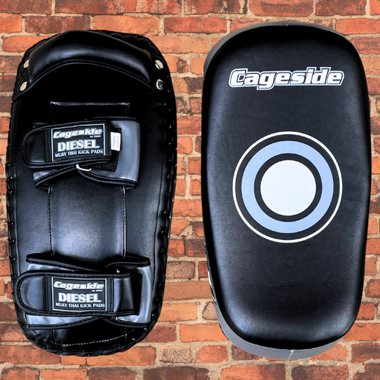 Cageside "Diesel" Pro Curved Thai Pads - Black & Gray