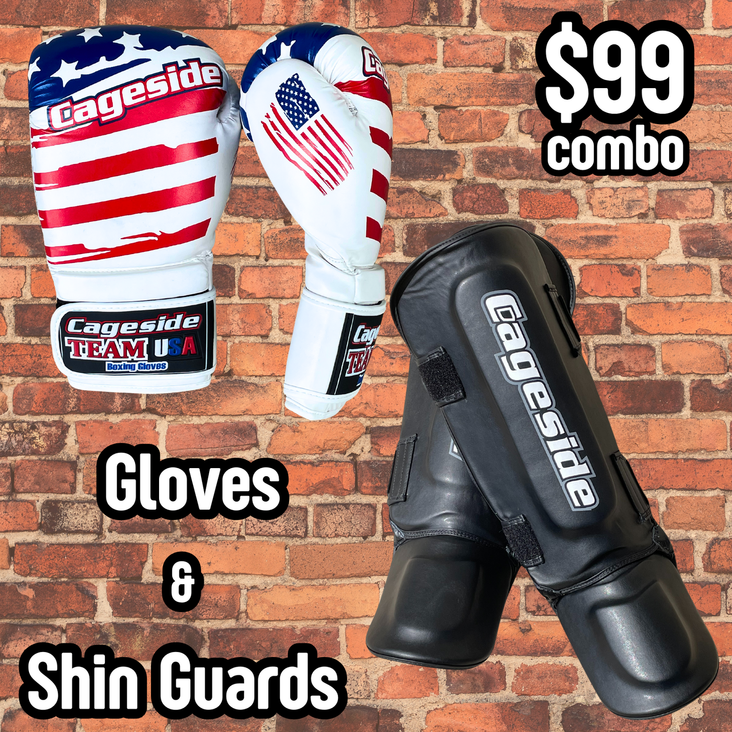 USA Boxing Gloves & Shin Guards Combo